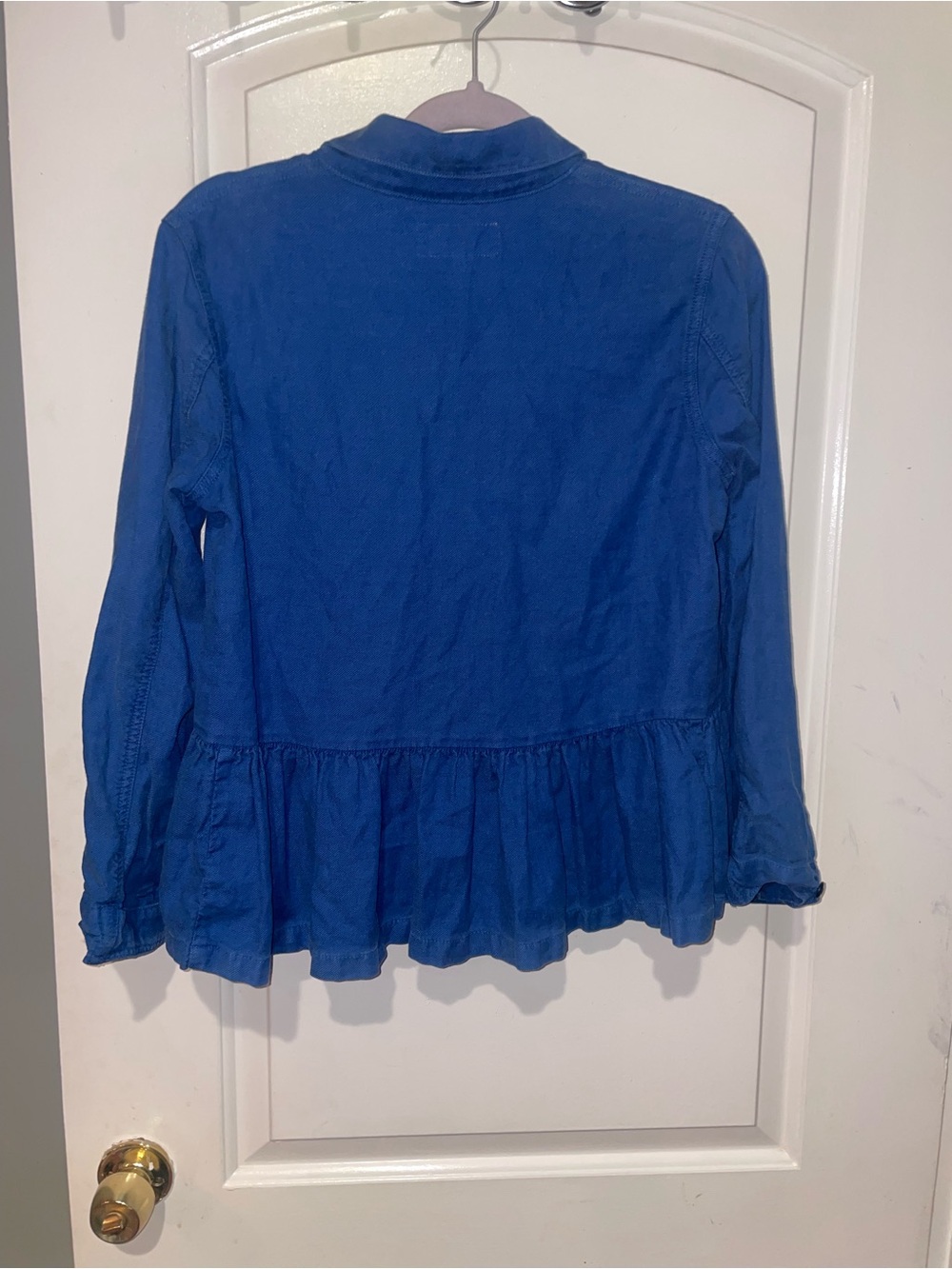 New! THE GREAT. Flutter Army Jacket Utility Ruffle Hem Blue 💙 XS - Picture 7 of 11